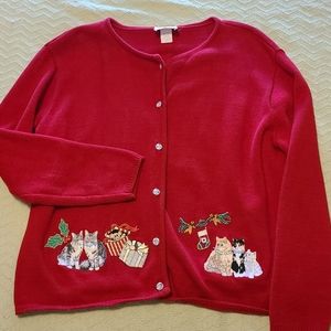 Christmas Cat Cardigan Sweater
